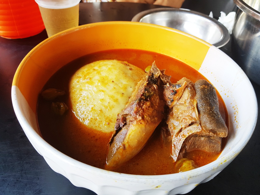 Fufu with goat meat and Tuna for starters