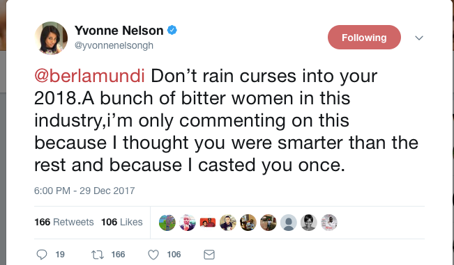 Yvonne Nelson slams Berla Mundi on Twitter says shes dating a married man2