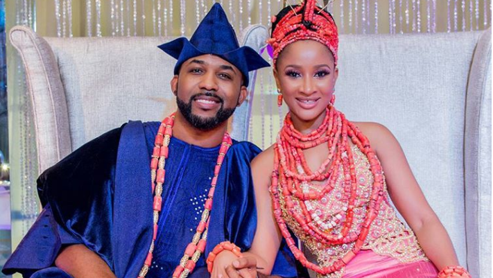 Banky W and Adesua Etomi celebrate 1st traditional wedding anniversary with sweet love messages.