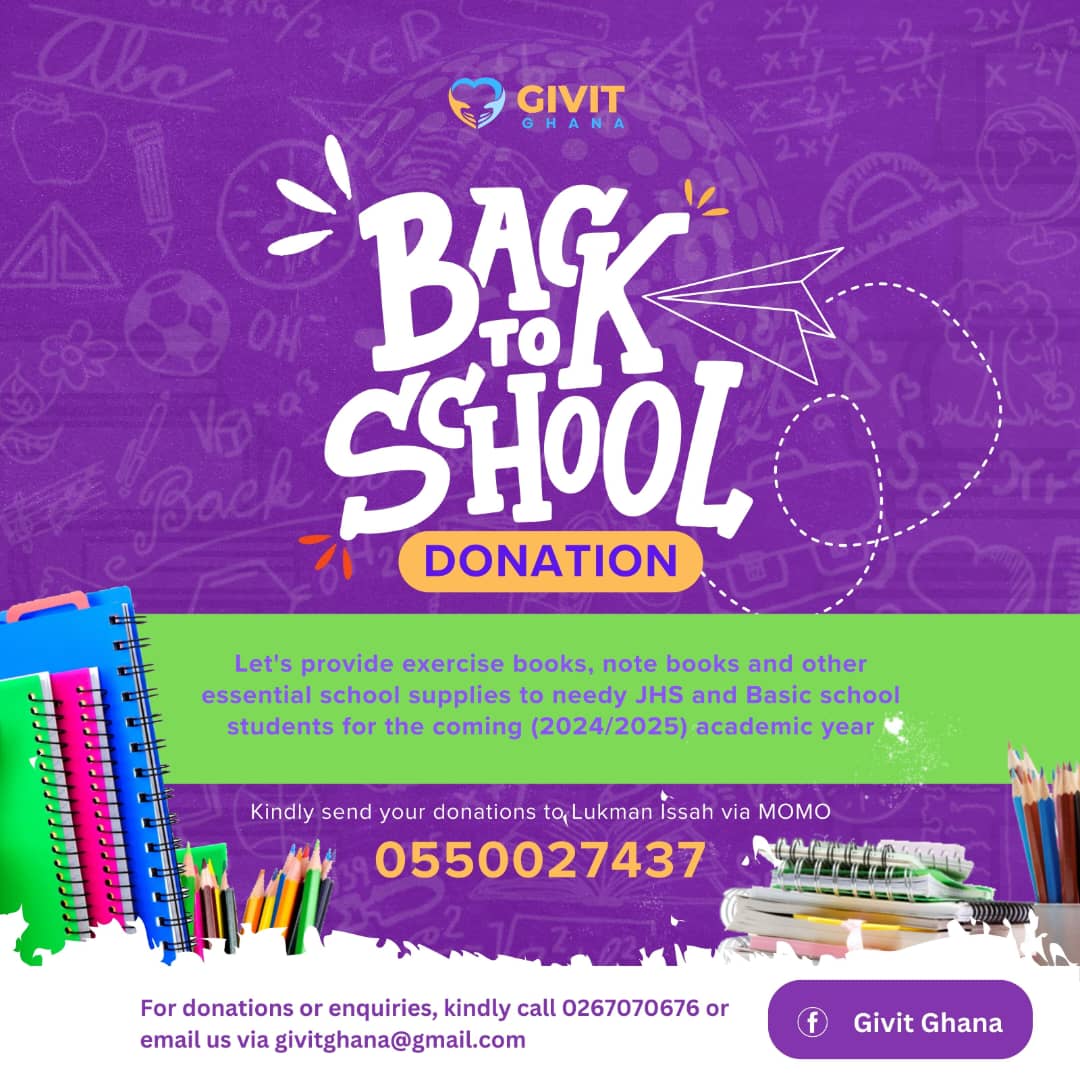 Givit Ghana Launches "Back to School Donation" Initiative to Support Underprivileged Students.